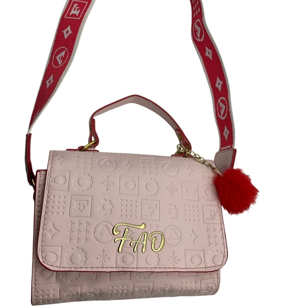 FAO Schwarz girl Glamour Go Designer Purse Embossed Logo print & bag charm - Picture 4 of 16